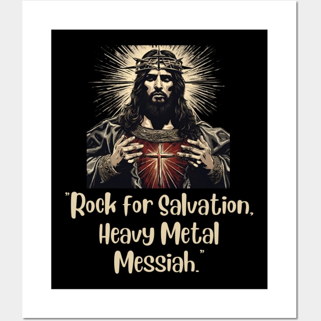 JESUS MEME - Rock for Salvation, Heavy Metal Messiah Wall Art by Klau